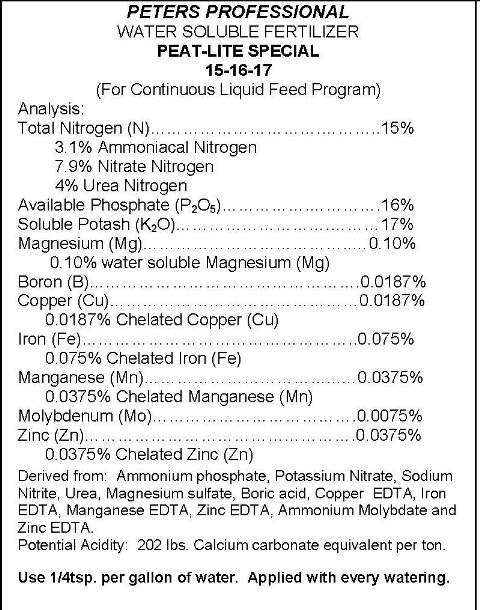 Peters Peat-Lite Special 15-16-17 - Click Image to Close